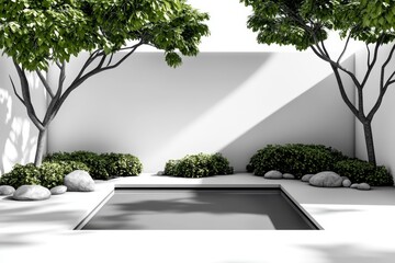 Poster - Minimalist depiction of Floriana's gardens, with clean lines and muted tones representing the historic parkâ€™s natural beauty
