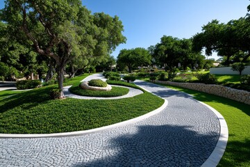 Poster - Minimalist depiction of Floriana's gardens, with clean lines and muted tones representing the historic parkâ€™s natural beauty