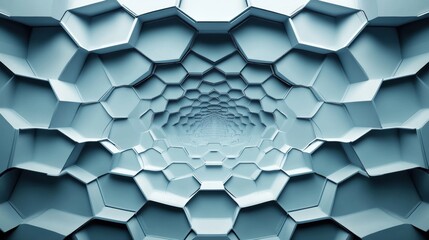 Fototapete - A captivating arrangement of hexagons gradually narrows toward the center, forming a striking geometric abstraction that mesmerizes viewers. Generative AI