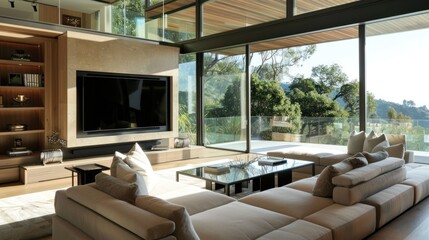 Sticker - Modern Living Room with Mountain View