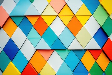 Aufkleber - Colors blend harmoniously in a geometric arrangement of triangles, creating a visually striking abstract design on a surface. Generative AI