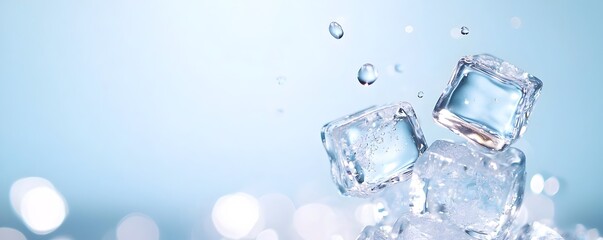 Poster - ethereal artistic ice cubes with light refraction - dreamlike atmosphere and visual effects for stun