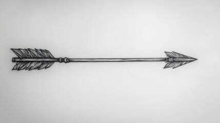 Aufkleber - Detailed black line tattoo of an arrow, pointing upward on a smooth white background.