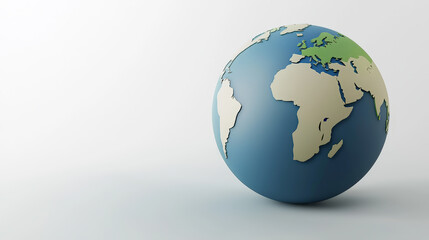 3D Globe with Blue Oceans and Green Land on White Background. Generative AI