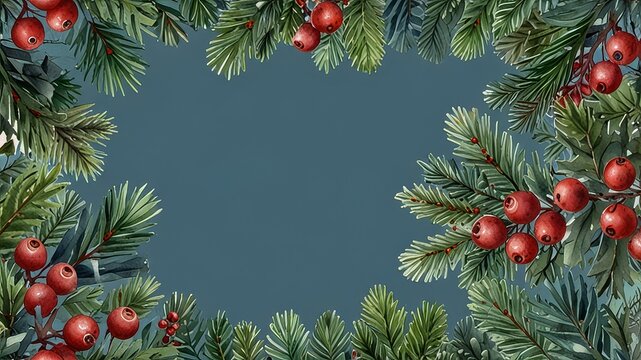 Christmas fir branches boarder frames