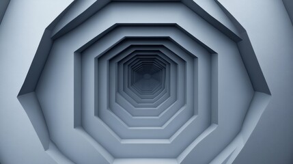 Poster - Layered hexagons create a visually striking geometric abstraction, drawing the viewer's eye toward the central focal point. Generative AI