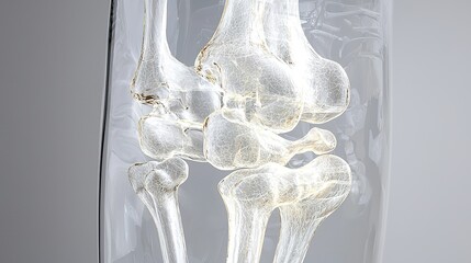Poster - Detailed illustration of a human knee joint showcasing bone structure and anatomical features for educational purposes