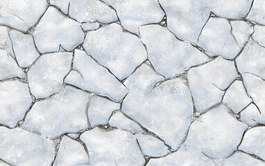Poster - a cracked ice surface showcasing intricate patterns and textures during winter in a cold, remote loc