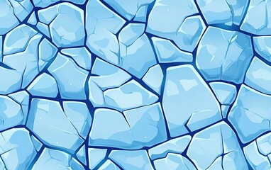 Poster - Textured ice surface with cracks and fractures illuminated by soft light in a tranquil winter setting