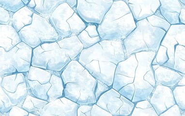 Poster - aerial view of cracked ice covering a lake during winter season showcasing unique textures and patte