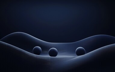 Poster - Spheres resting on smooth undulating surfaces illuminated by soft ambient light in a dark environment