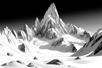 Aufkleber - Outline of Monte Fitz Royâ€™s peaks in a single line drawing, evoking the grandeur of the mountain with a simple, elegant design