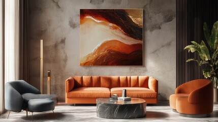 A stunning resin wall art piece hanging in an elegant setting, showcasing layers of color and depth.