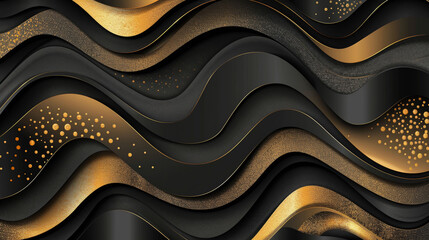 Poster - This design features flowing black and gold waves with a shimmering effect, creating a sophisticated and modern backdrop perfect for various creative projects
