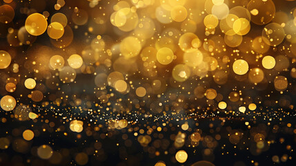 Poster - The image features an explosion of golden bokeh lights set against a dark background, evoking a warm and festive ambiance ideal for celebrations or events