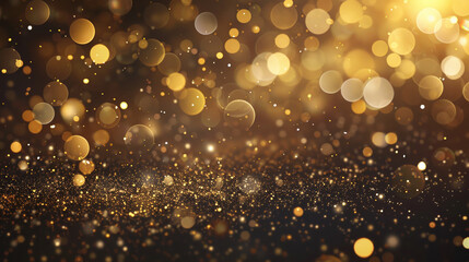 Poster - A beautiful arrangement of golden bokeh lights creates a sparkling backdrop, ideal for celebrating special occasions and adding a festive touch to events