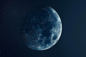 Wall Mural - the moon shines brightly, revealing its craters and surface details against a dark night sky sprinkl