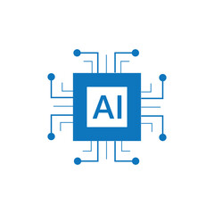 Artificial intelligence AI processor chip vector icon symbol. AI system icon illustration vector