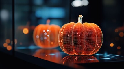 Poster - Innovative 3d render of a glowing pumpkin for modern halloween decor inspiration