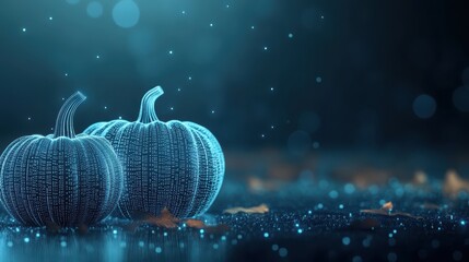Aufkleber - Mesmerizing digital pumpkins illuminated in a glowing autumn wonderland