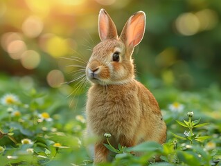 Sticker - Cute Rabbit in a Field of Green Grass