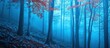 © Fana Art - Mystical blue forest with fog and red leaves on the trees.
