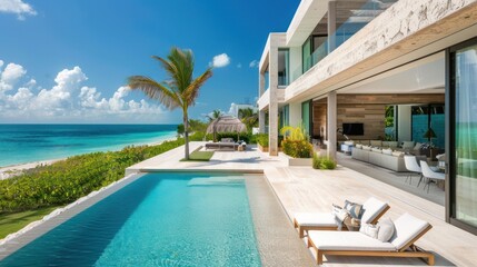 Wall Mural - Luxury Villa with Infinity Pool Overlooking Ocean