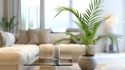 Wall Mural - Modern Living Room with Palm Tree