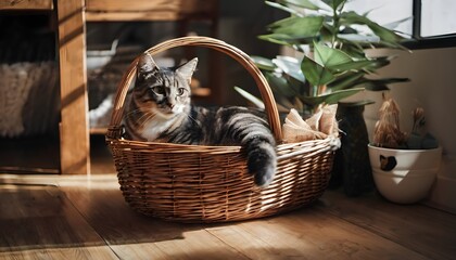 A Cat in a Basket