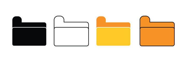 Poster - File Folder icon vector set. Desktop black and yellow folder icon. Empty file thin line sign. Design for app, logo etc.