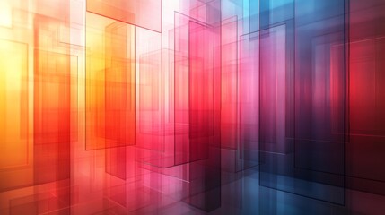 Aufkleber - The composition features an interplay of transparent geometric shapes in vibrant hues, blending together to create a striking sense of depth and movement.