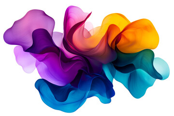 Leinwandbilder - Vibrant wave of colorful abstract shapes blending beautifully, creating dynamic and eye-catching visual effect,Isolated on transparent background