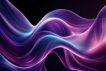 Wall Mural - Abstract waves of vibrant colors flowing gracefully in a dark background