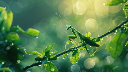 Wall Mural - Praying Mantis on a Branch