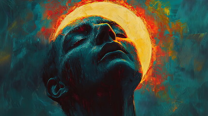 Aufkleber - Journey within an abstract exploration of introspection and enlightenment through emotion and light