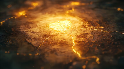 Aufkleber - Illuminated heart a radiant glow on a textured surface capturing emotion and beauty in a unique artistic rendering