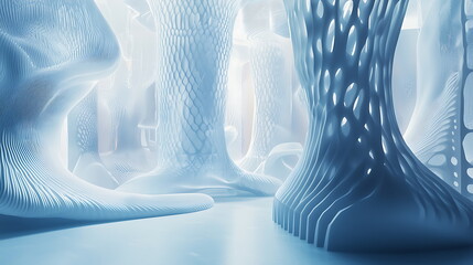 Aufkleber - Exploring an abstract futuristic environment with intricate forms and ethereal structures for visionary design inspiration
