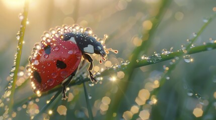 Canvas Print - Ladybug in the Dew