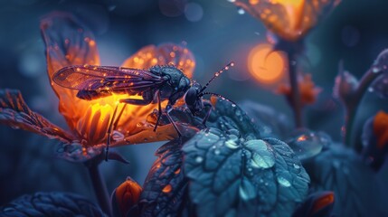 Canvas Print - Glow Bug on a Flower