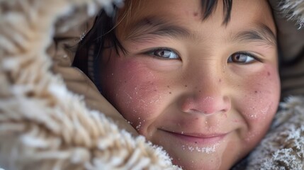 Poster - Smiling Child in Cold Weather