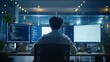 © Faxri - Sitting in front of the office computer display, an Asian prompt engineer creates a coding application using software data.