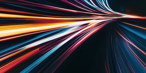 Poster - Abstract Light Trails: Vibrant colors and dynamic patterns create a captivating visual that can enhance digital art and technology themes.