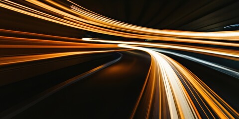 Canvas Print - Abstract Light Trails: Dynamic streaks of orange and white illuminating a dark background, ideal for motion graphics or artistic projects.