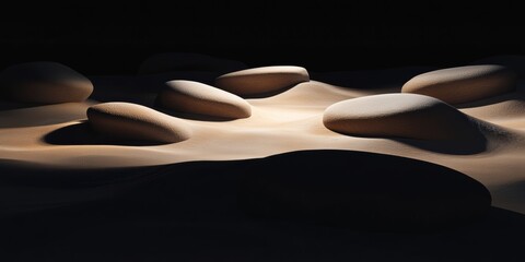 Poster - Sculptural Sandstones: Soft curves and shadows create an artistic composition for design and decor inspiration.