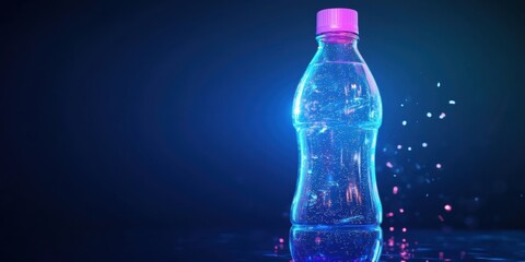 Sticker - Vibrant Water Bottle: A striking image of a blue bottle with a pink cap, perfect for advertising or design projects.