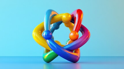 A colorful abstract sculpture representing global unity and cooperation in the pursuit of knowledge