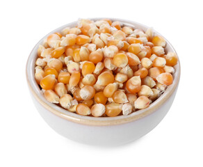 Wall Mural - Fresh corn kernels in bowl isolated on white