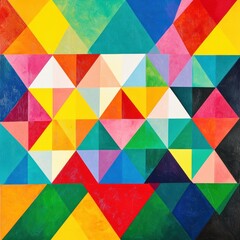 Aufkleber - This artwork displays an array of vibrant triangular patterns, blending colors to create a stunning visual experience in geometric abstraction. Generative AI