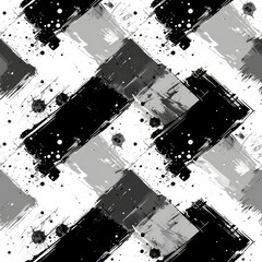 Poster - This artwork features a bold pattern composed of black and white brush strokes, interspersed with splatter effects, creating a striking abstract design that evokes movement and energy.