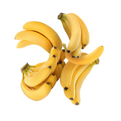 Canvas Print - Many yellow bananas in air on white background